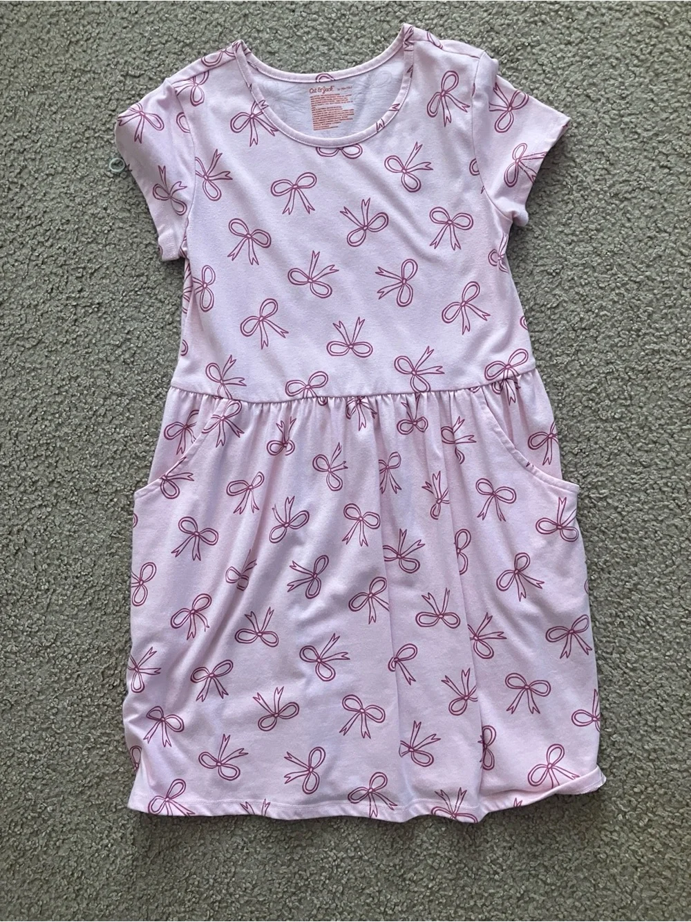 Cat & Jack Pink Bow Print and White Floral Cotton Dresses - Set of 2